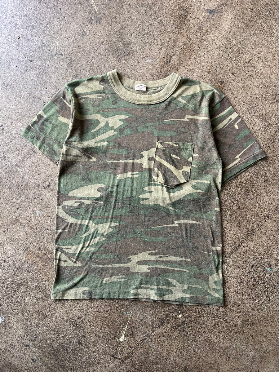 1980s Faded Camo Ringer Pocket Tee