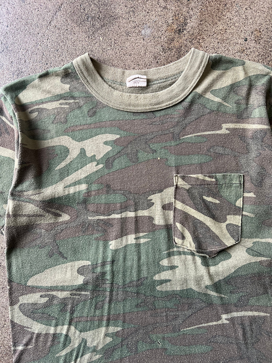 1980s Faded Camo Ringer Pocket Tee