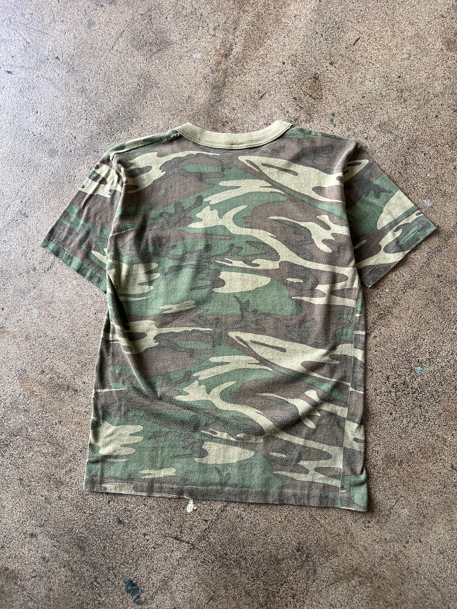 1980s Faded Camo Ringer Pocket Tee