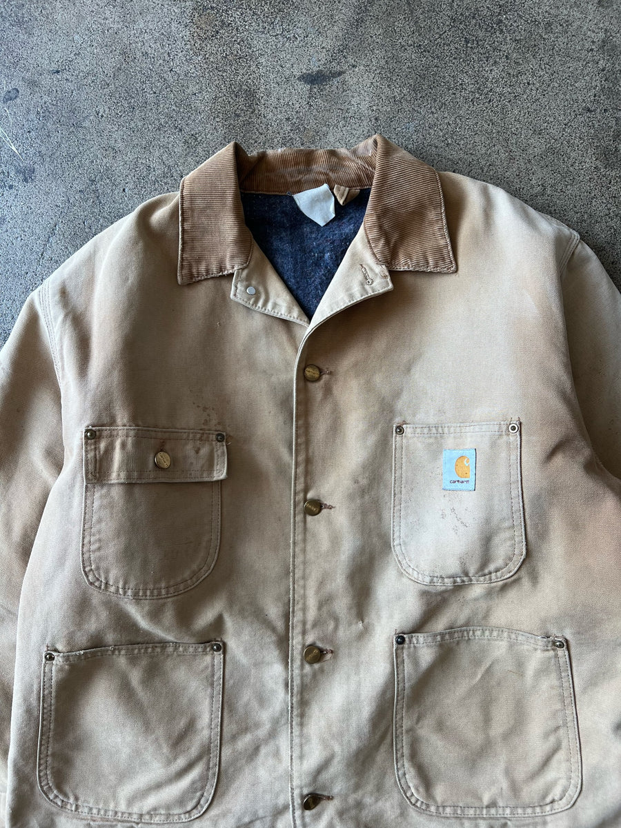 1990s Carhartt Faded Tan Chore Coat