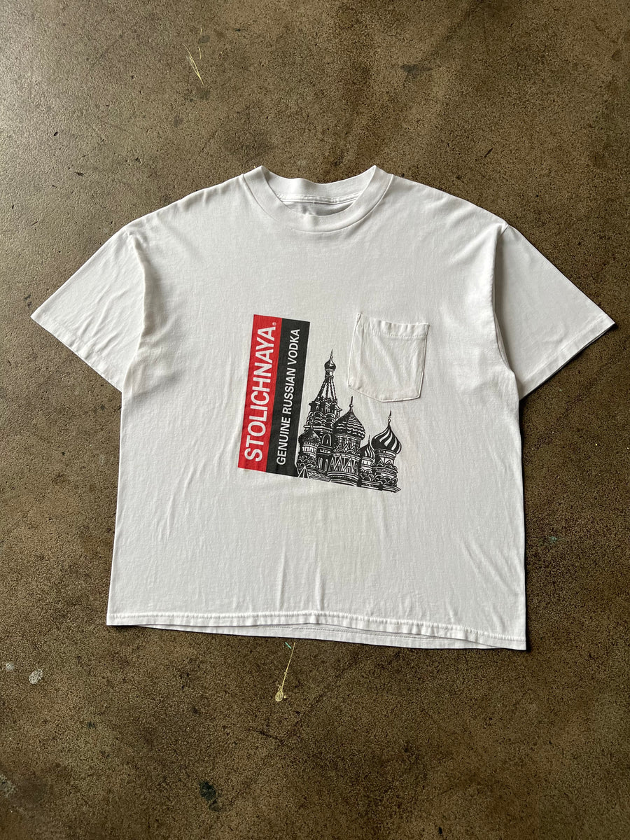 1990s Stoli Vodka Boxy Pocket Tee