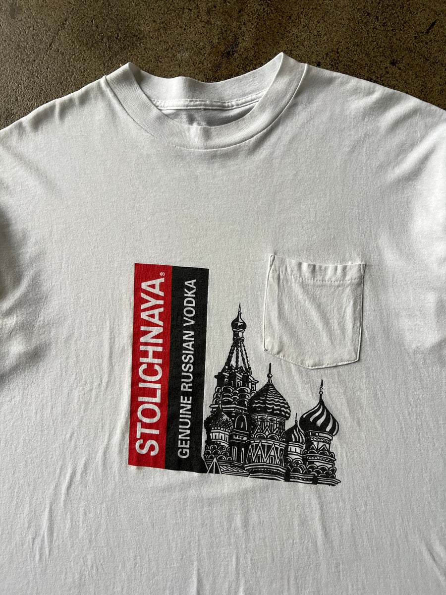 1990s Stoli Vodka Boxy Pocket Tee