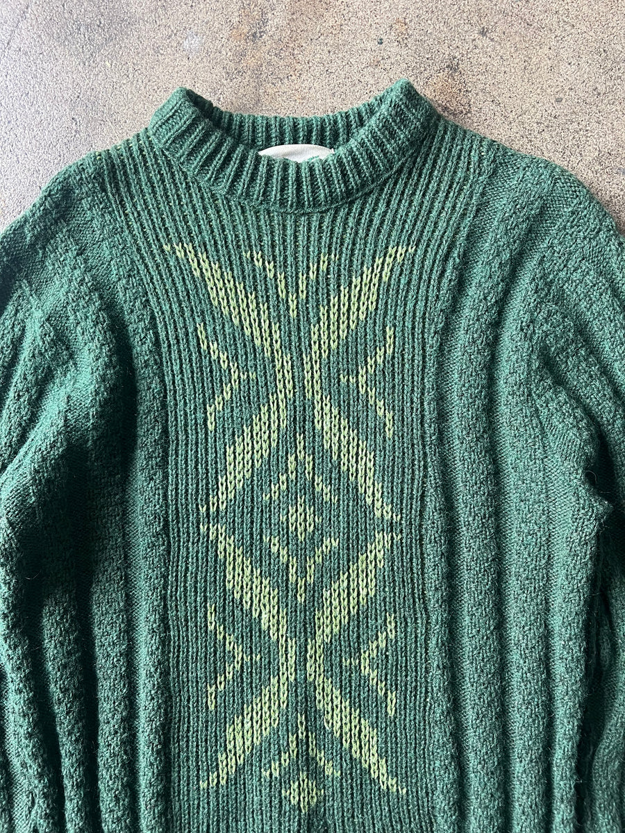 1960s Green Graphic Wool Sweater