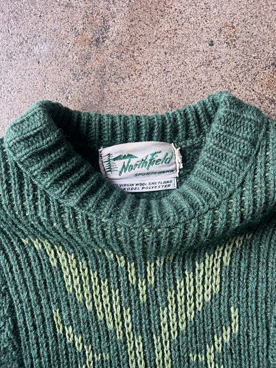 1960s Green Graphic Wool Sweater