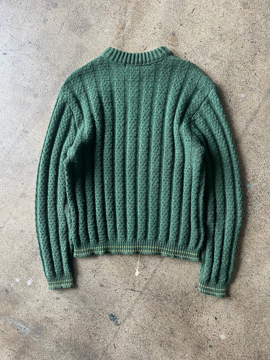 1960s Green Graphic Wool Sweater