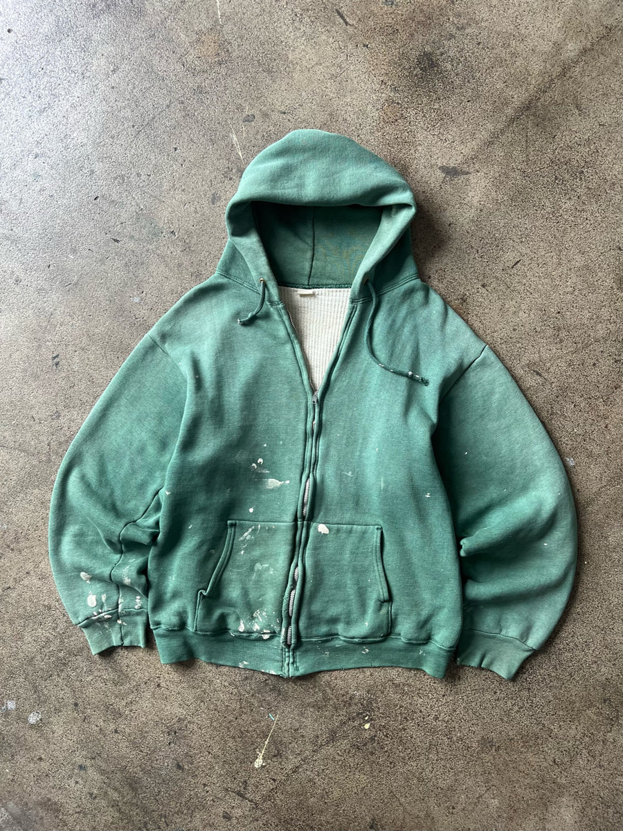 1960s Mayo Spruce Faded Green Thermal Zip Hoodie