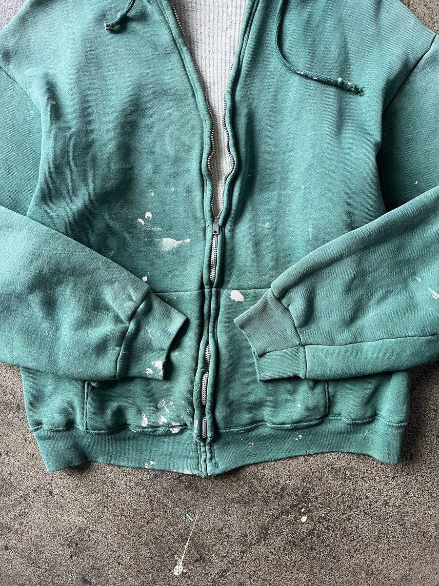 1960s Mayo Spruce Faded Green Thermal Zip Hoodie