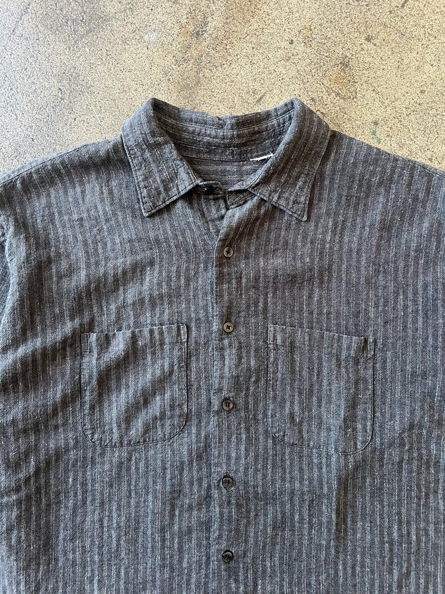 2000s Cropped Gray Striped Shirt