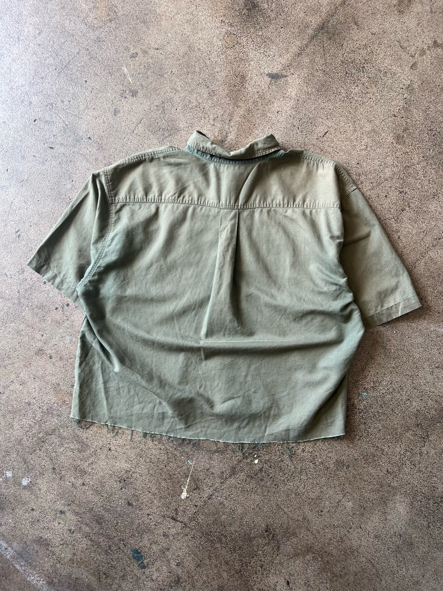 2000s Chopped Faded Green Shirt