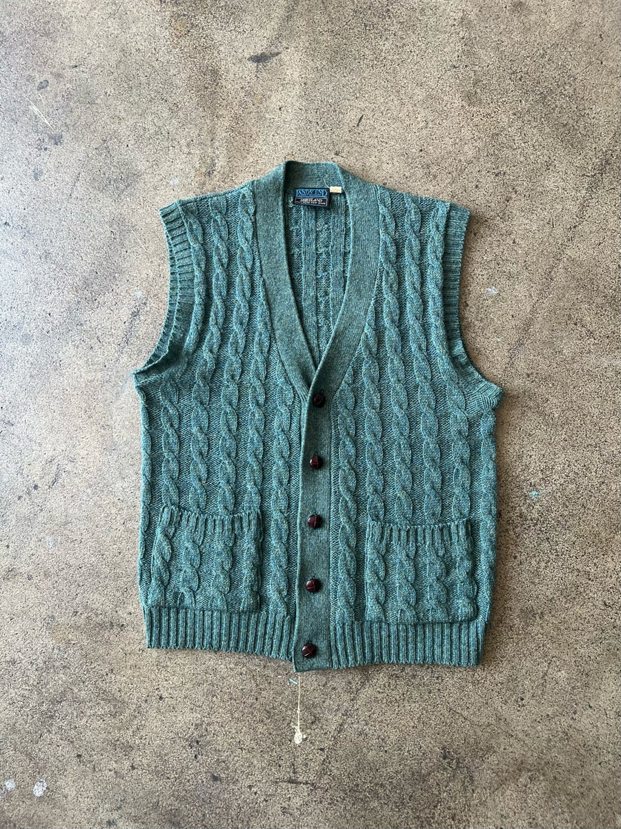 1990s Lands End Cable Knit Sweater Vest