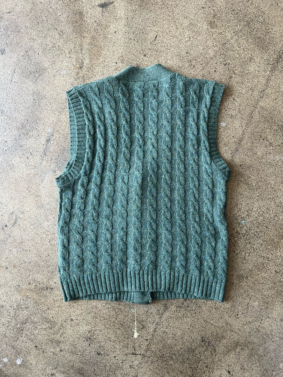 1990s Lands End Cable Knit Sweater Vest