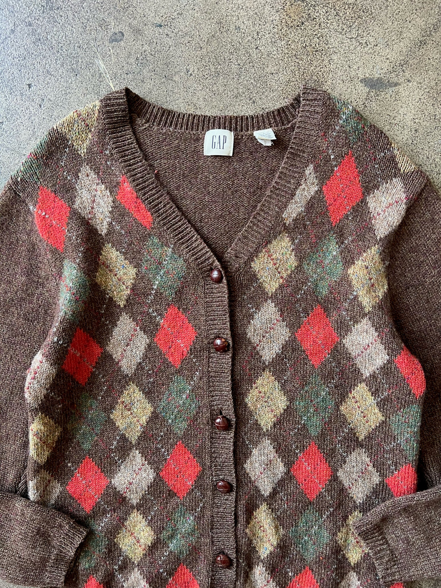 2000s Gap Argyle Cardigan Sweater