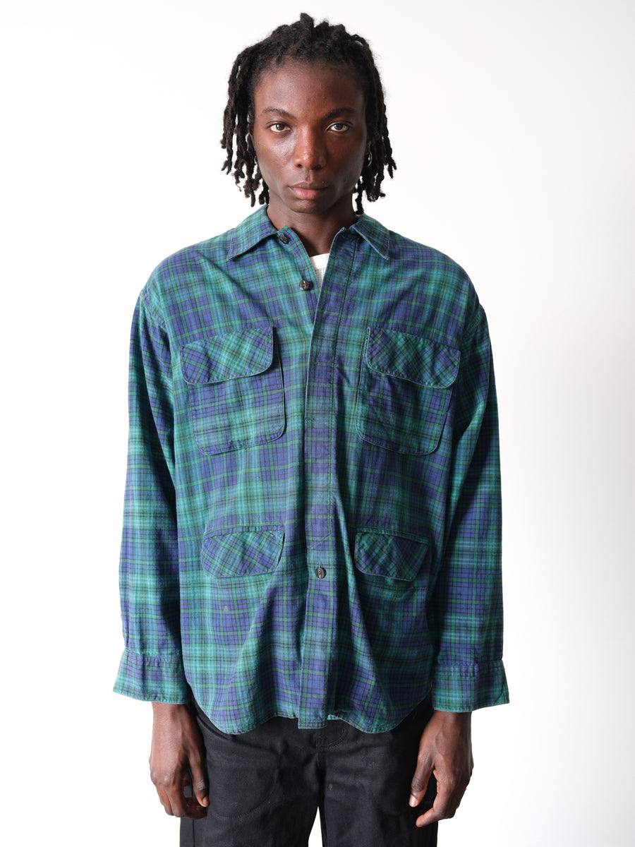 1990s Mossimo Tartan Plaid Four Pocket Shirt Chore Coat