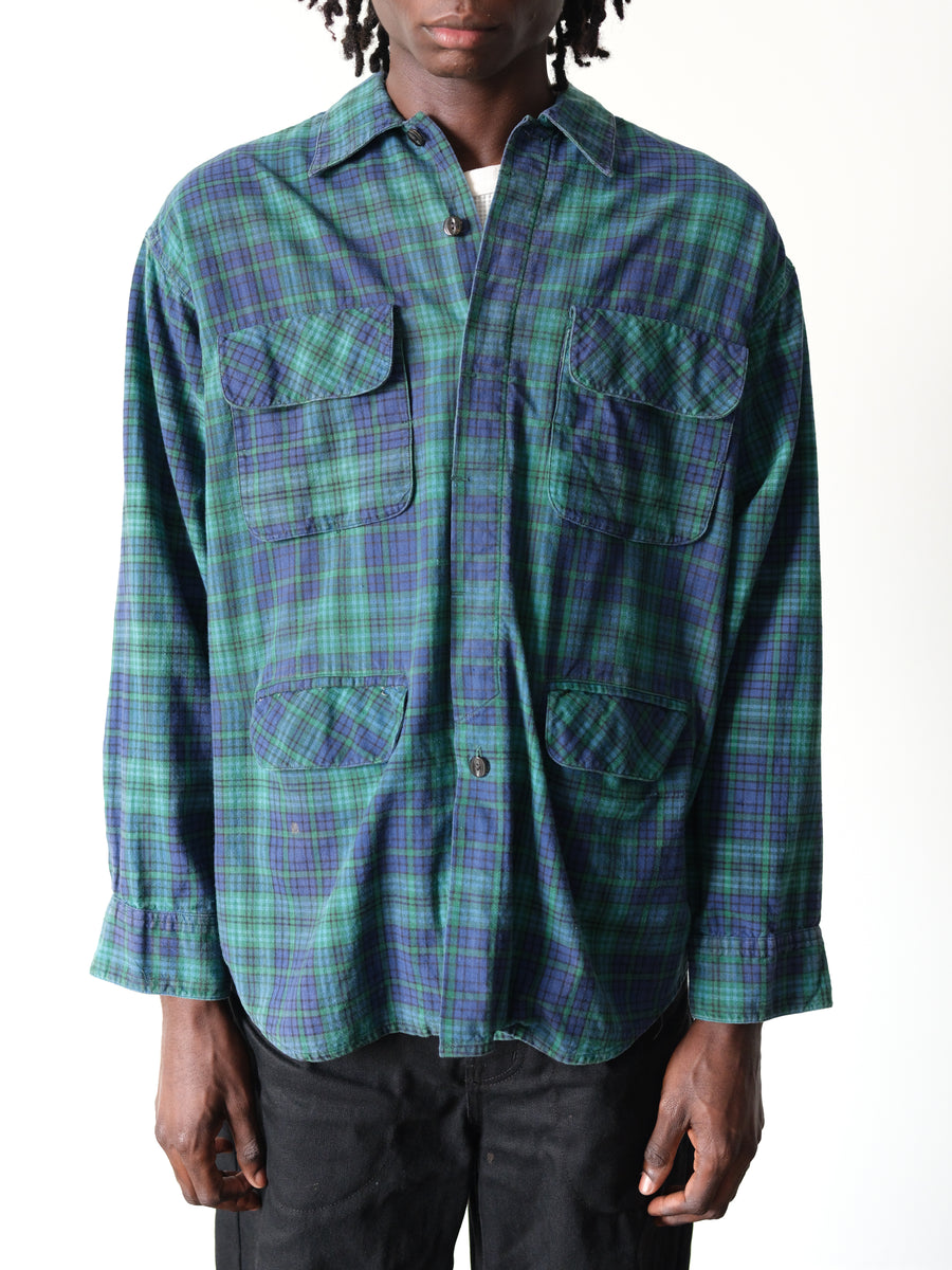 1990s Mossimo Tartan Plaid Four Pocket Shirt Chore Coat