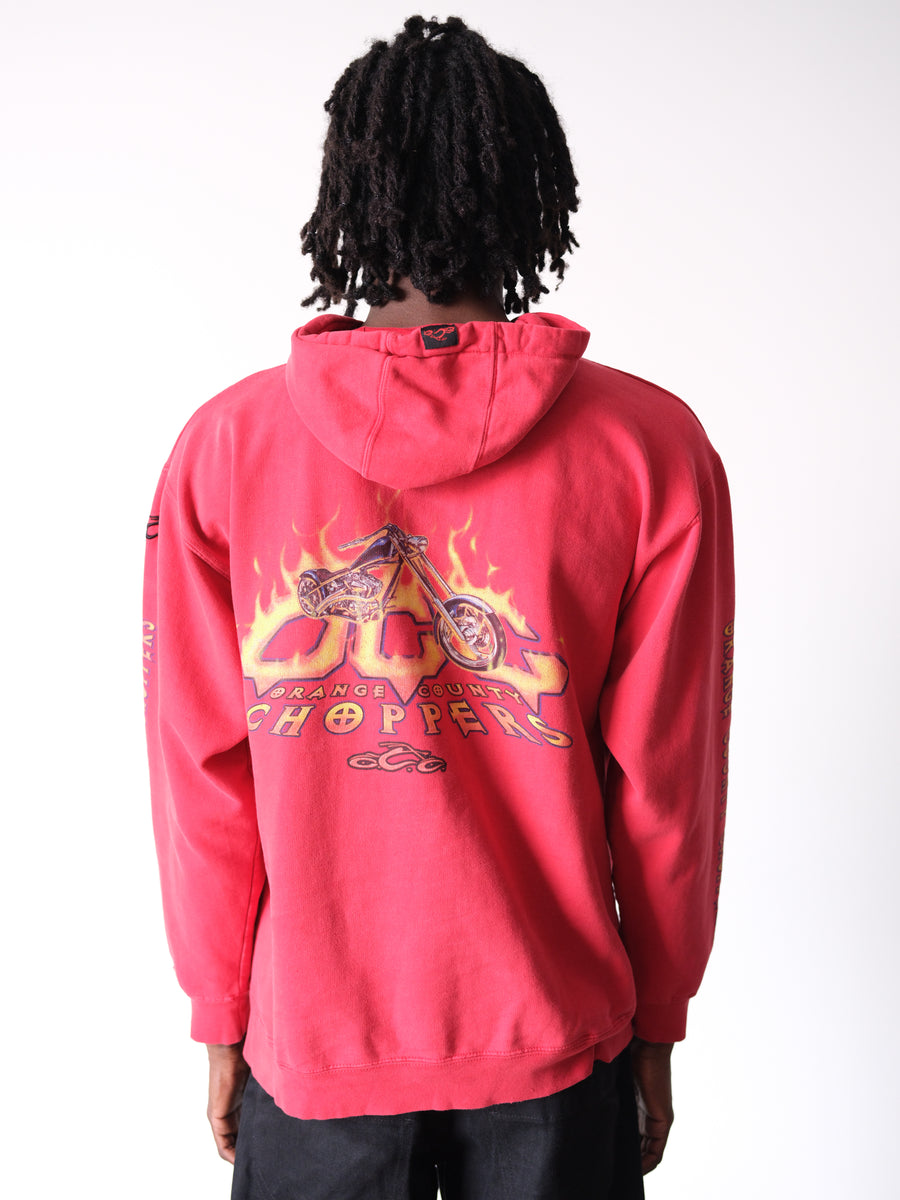 2000s Orange County Choppers Faded Red Hoodie