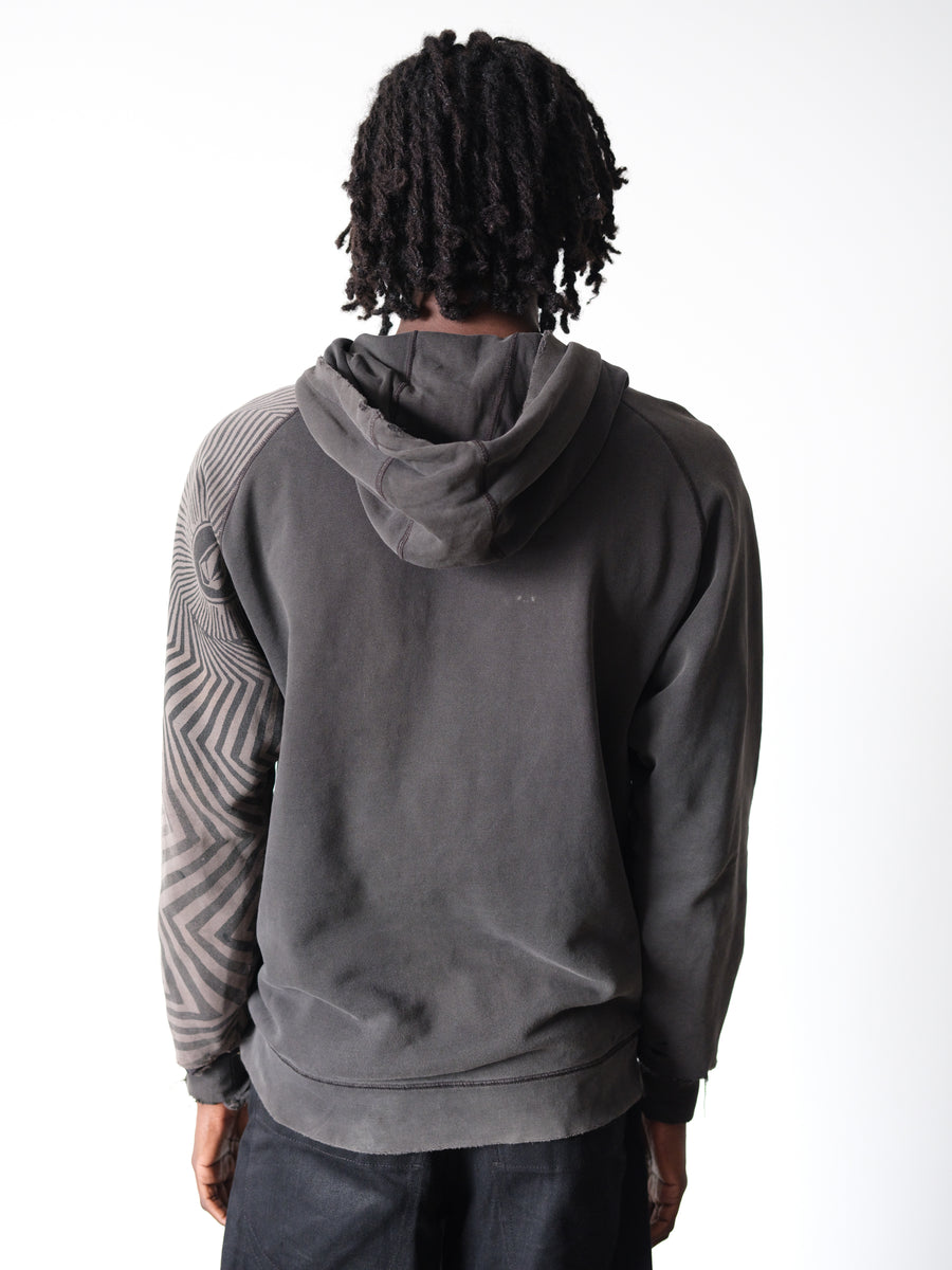 2000s Volcom Faded Black Striped Zip Hoodie