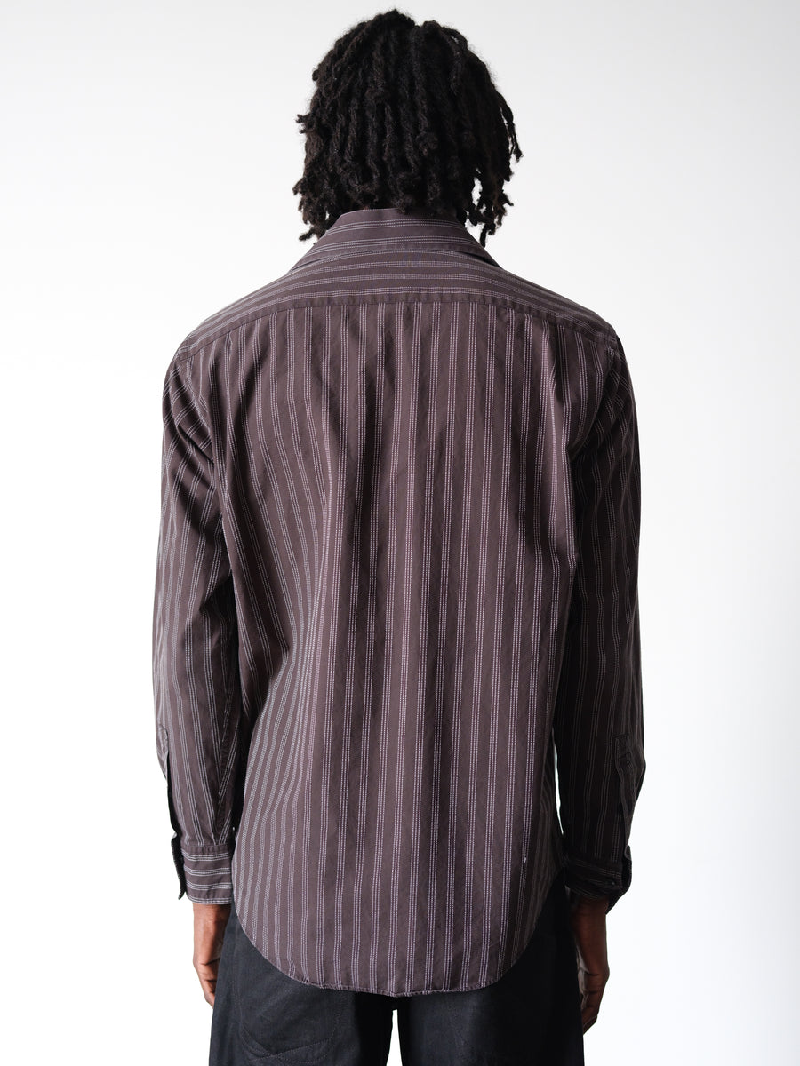 2000s MK Faded Black Striped Indie Sleaze Dress Shirt