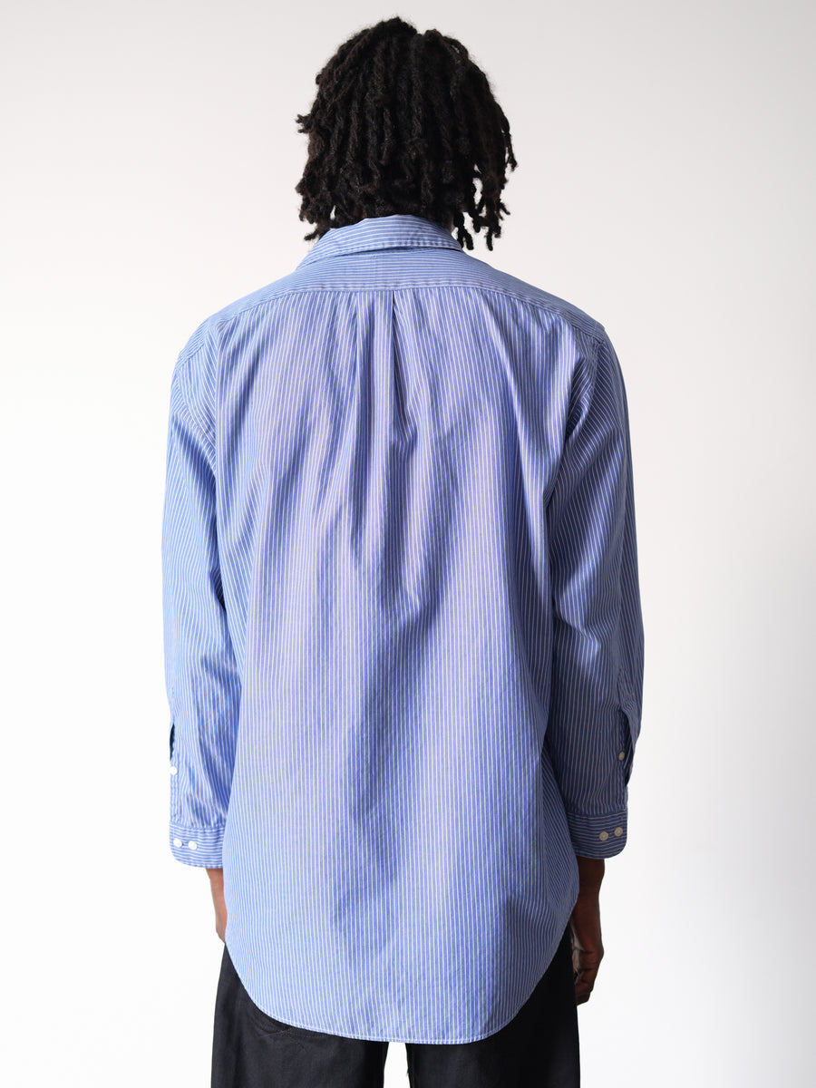 2000s Ralph Lauren Blue Striped Pinpoint Oxford Shirt