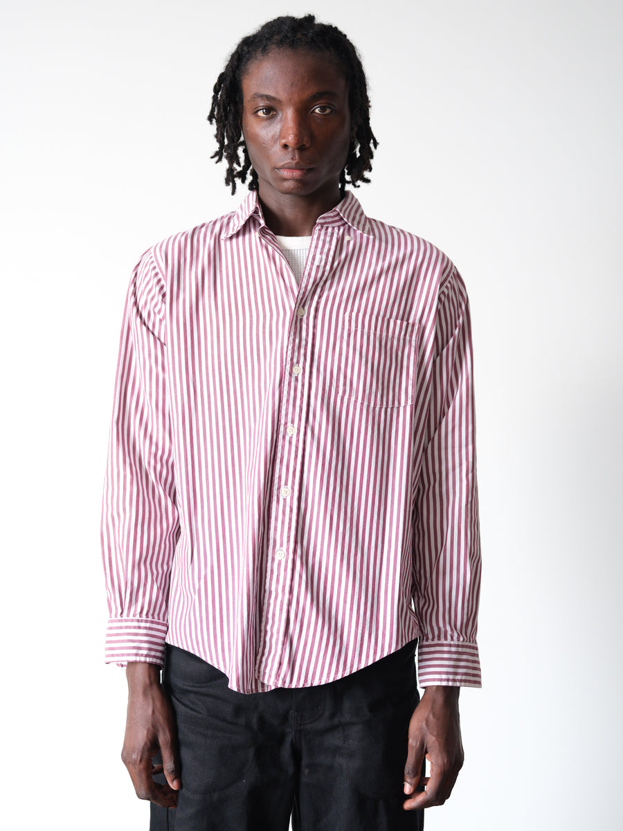 1980s Red & White Striped Dress Shirt