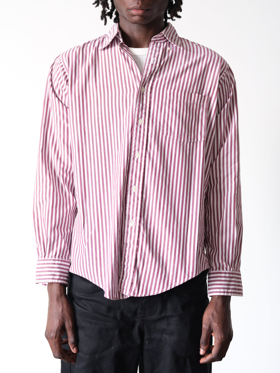 1980s Red & White Striped Dress Shirt