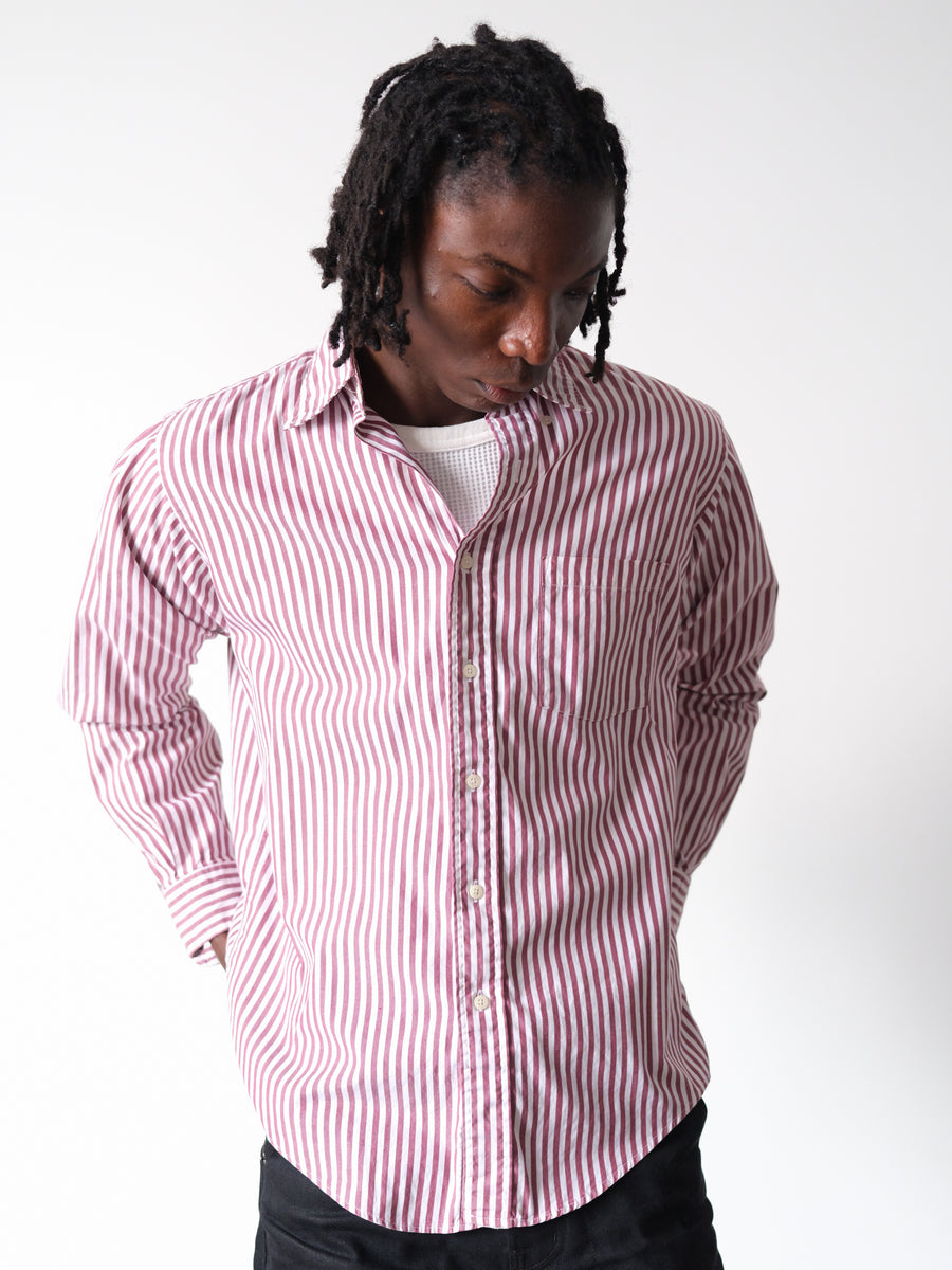 1980s Red & White Striped Dress Shirt