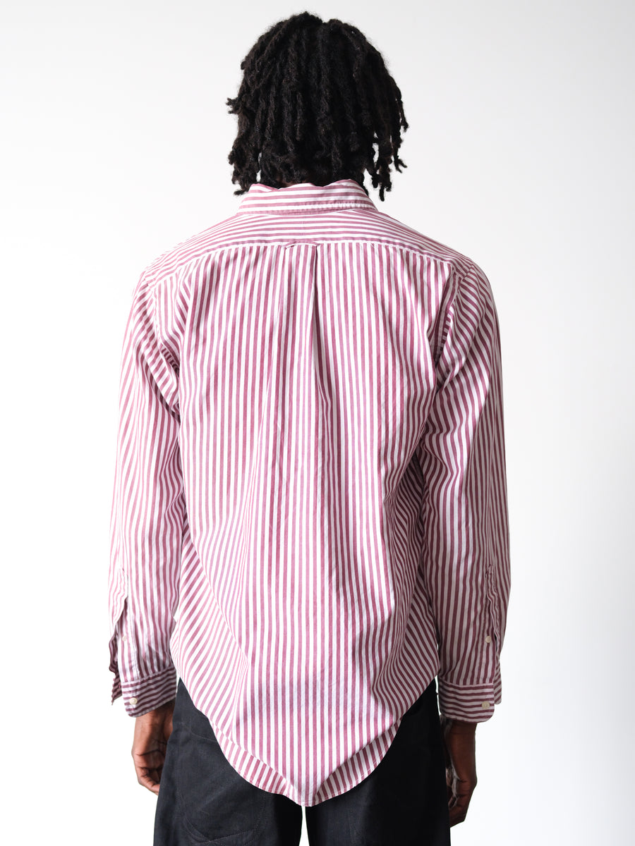 1980s Red & White Striped Dress Shirt