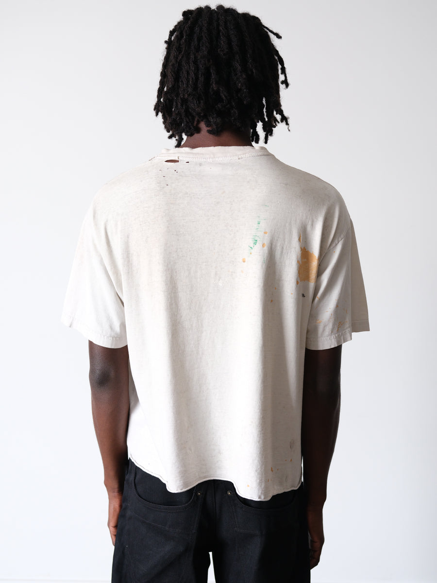 1990s-00s Paint Splattered Smiley Boxy Tee