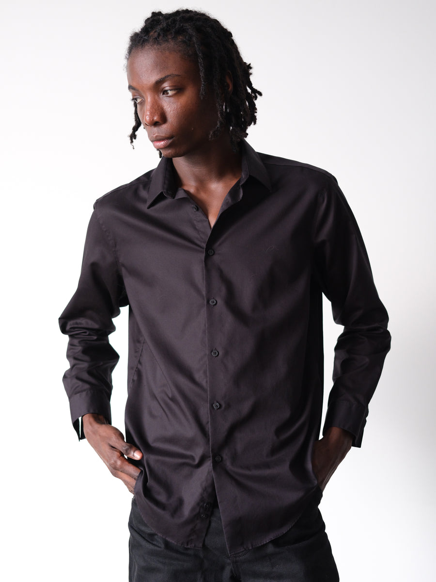 2000s Calvin Klein Black Slim Fit Indie Sleaze Dress Shirt