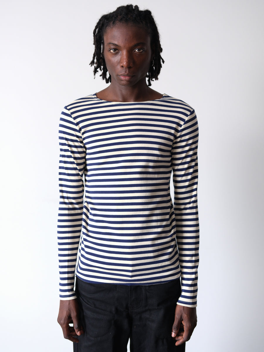 1990s-00s Breton Sailor Blue Striped Shirt