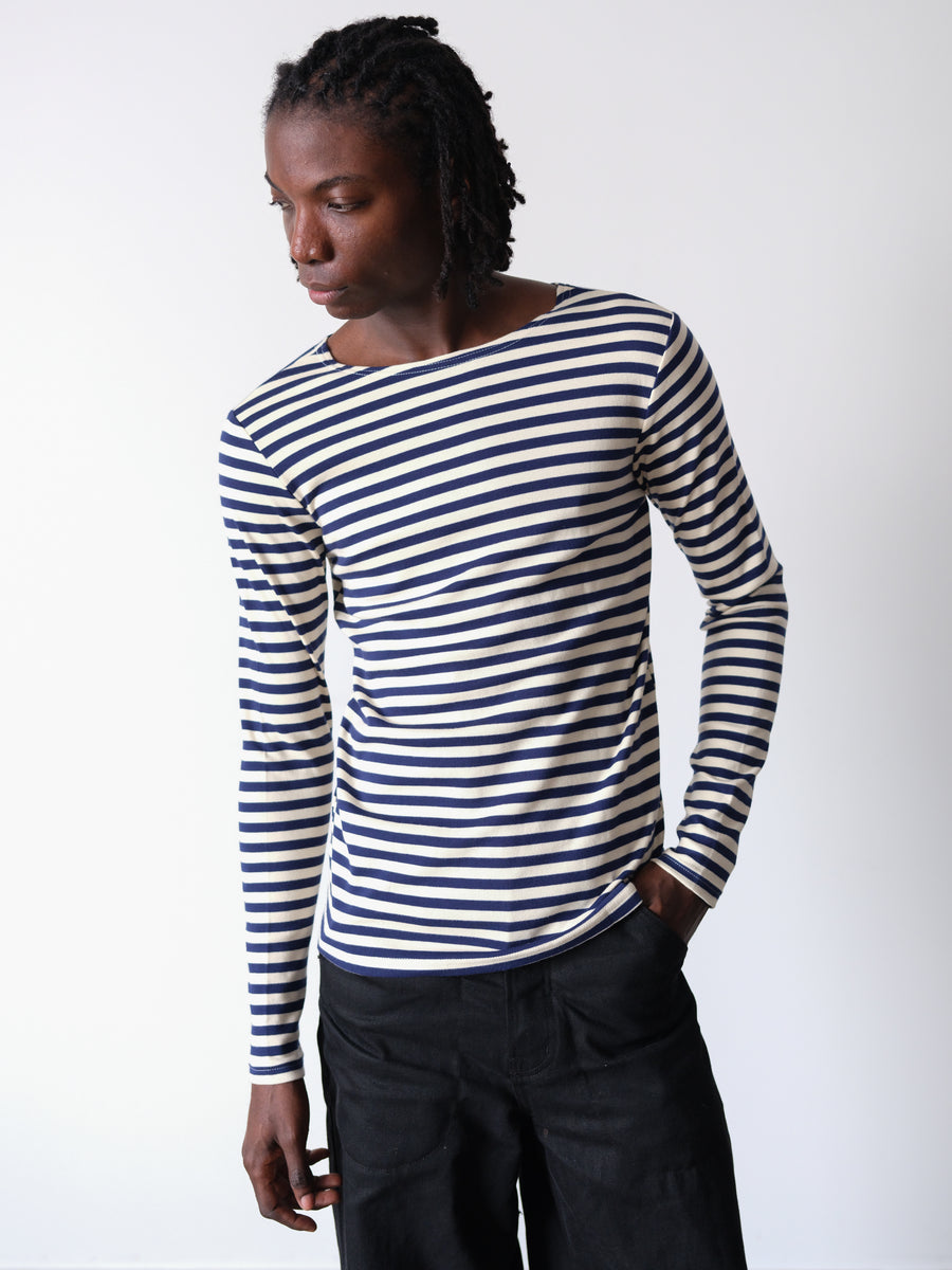 1990s-00s Breton Sailor Blue Striped Shirt