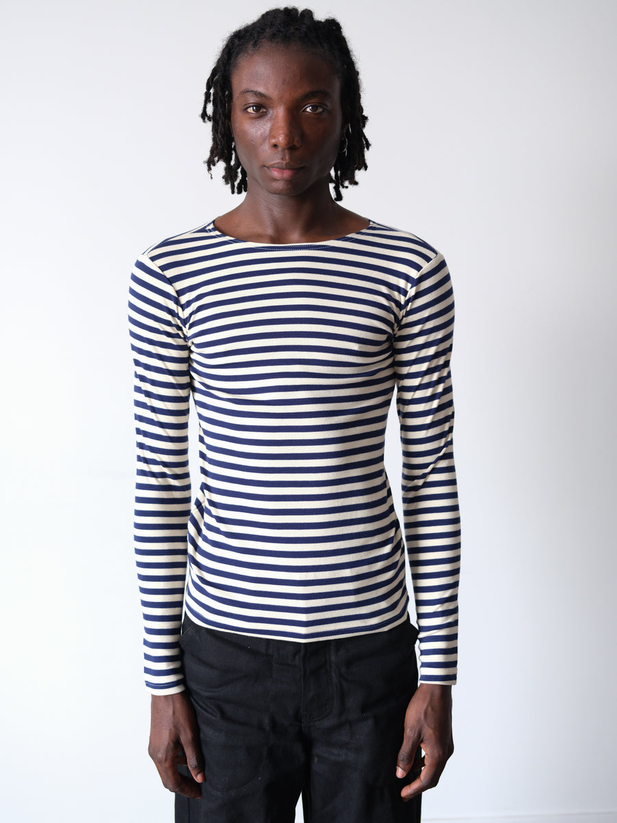 1990s-00s Breton Sailor Blue Striped Shirt