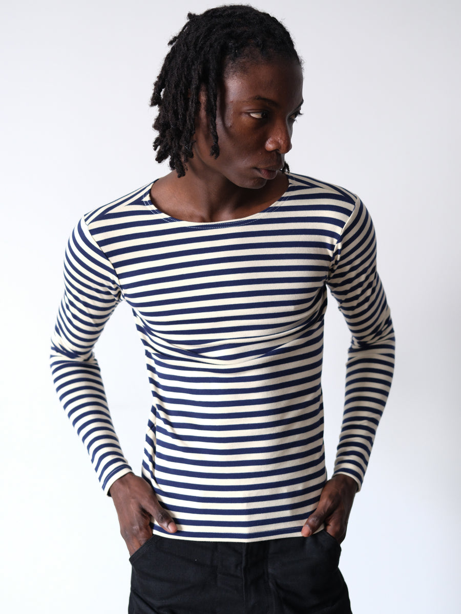 1990s-00s Breton Sailor Blue Striped Shirt
