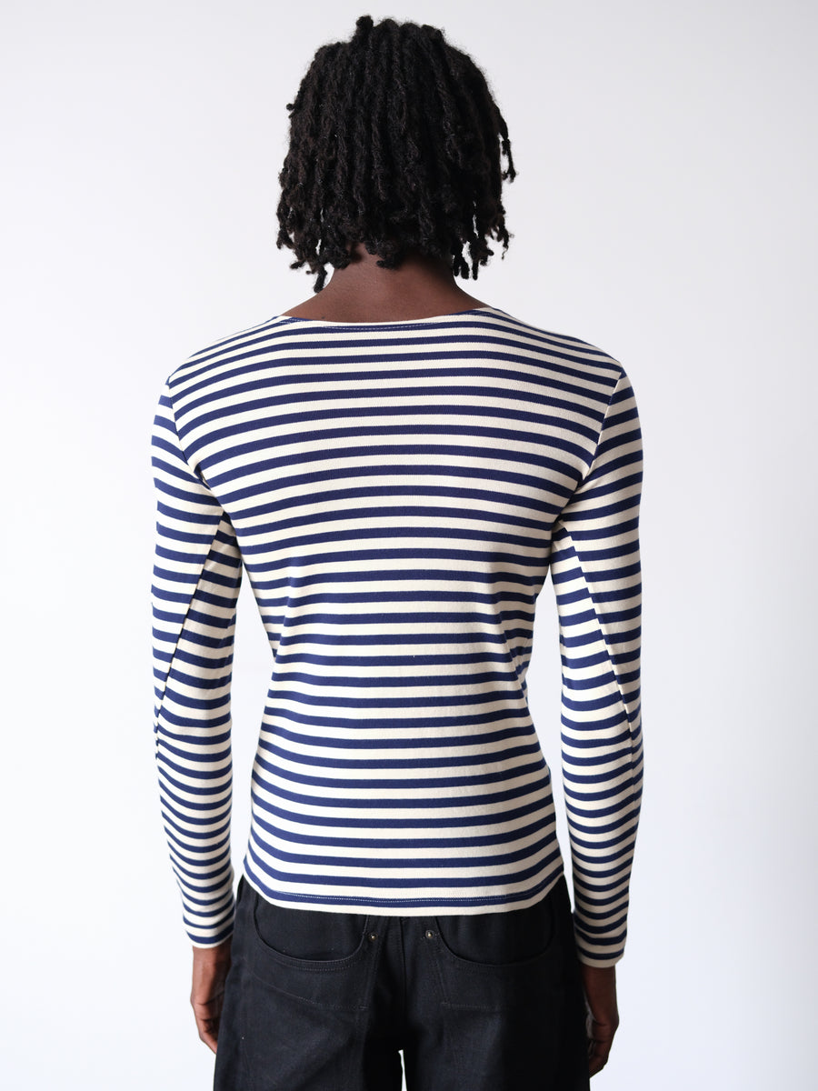 1990s-00s Breton Sailor Blue Striped Shirt