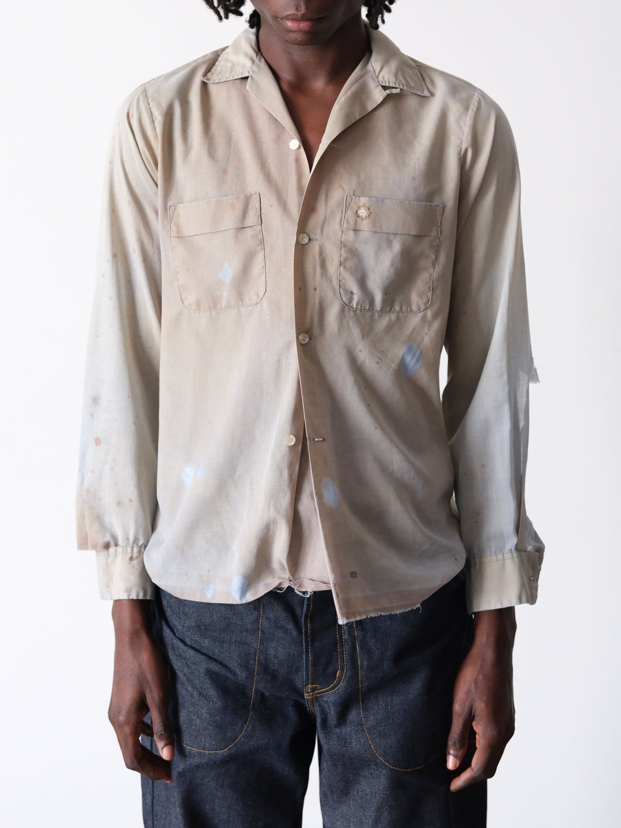 1960s Faded Green Loop Collar Spot Shirt