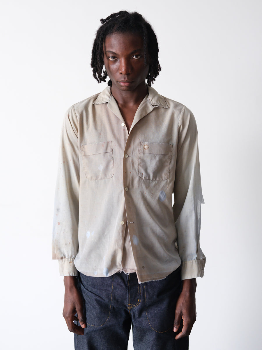 1960s Faded Green Loop Collar Spot Shirt