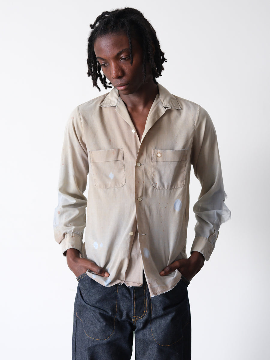 1960s Faded Green Loop Collar Spot Shirt