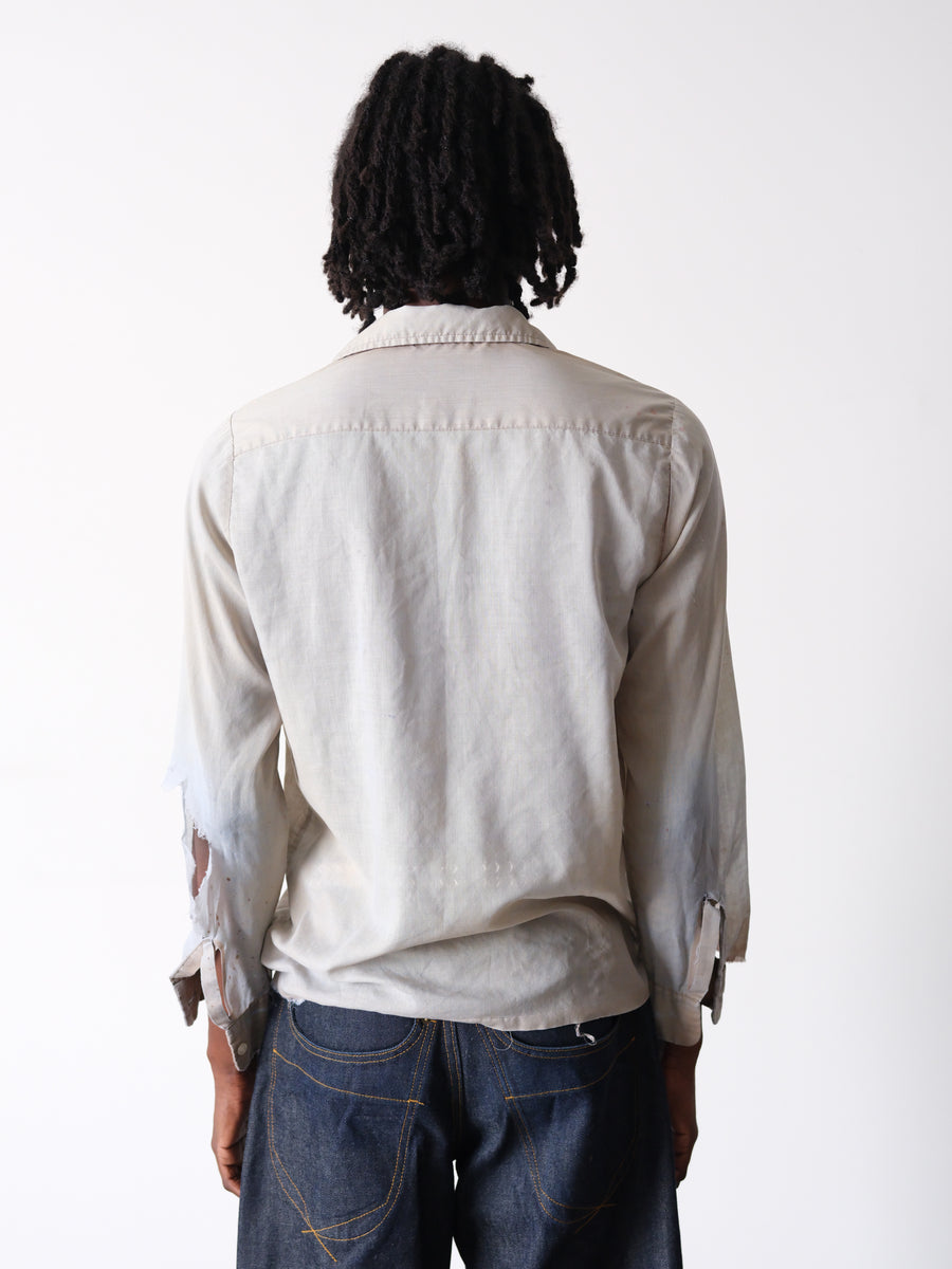 1960s Faded Green Loop Collar Spot Shirt