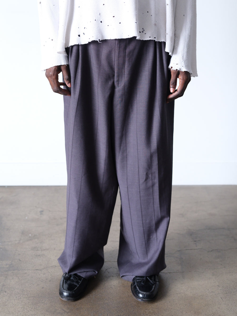 1980s Baggy Wide Leg Grey Stripe Dress Pants 36