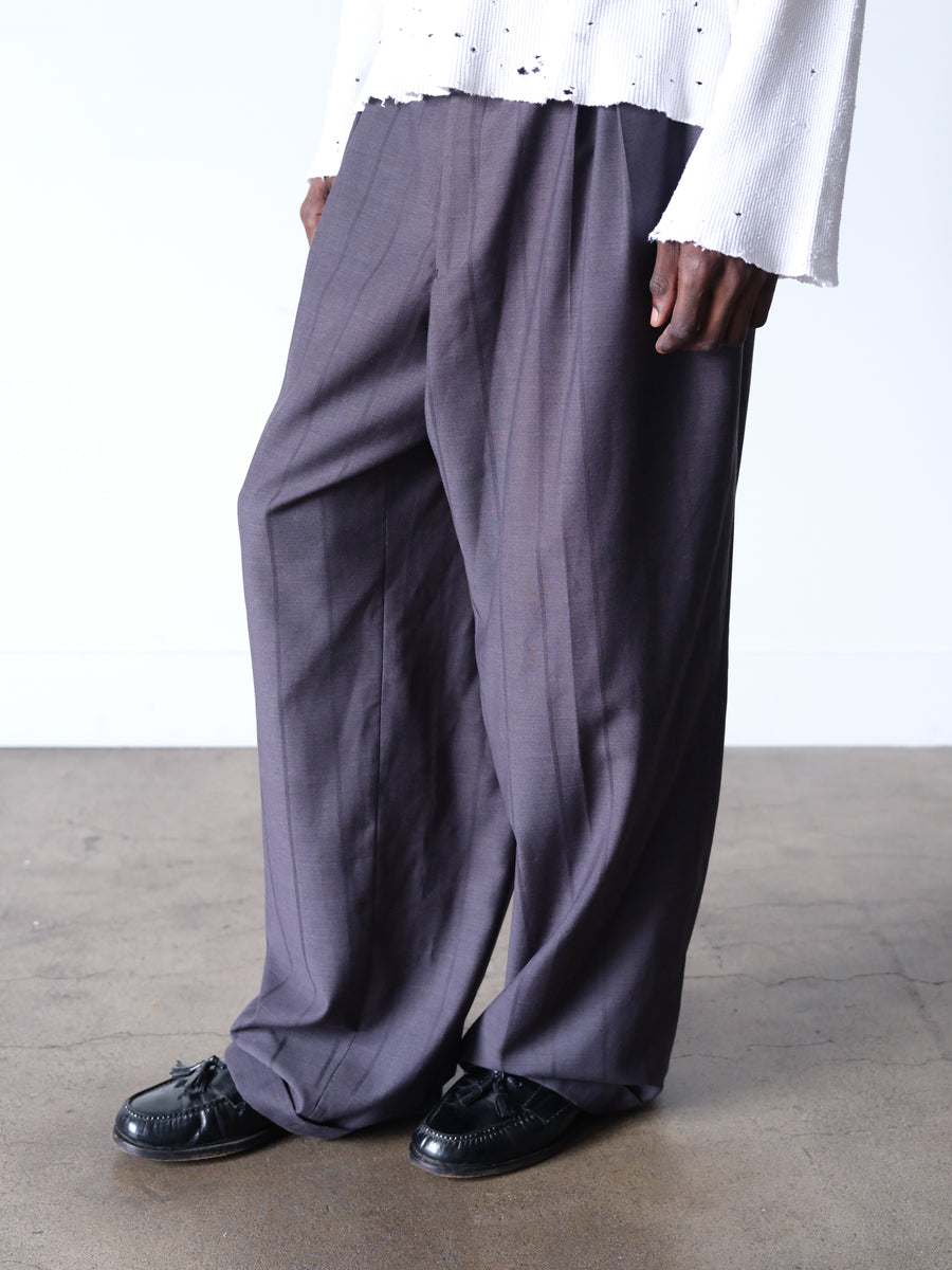 1980s Baggy Wide Leg Grey Stripe Dress Pants 36