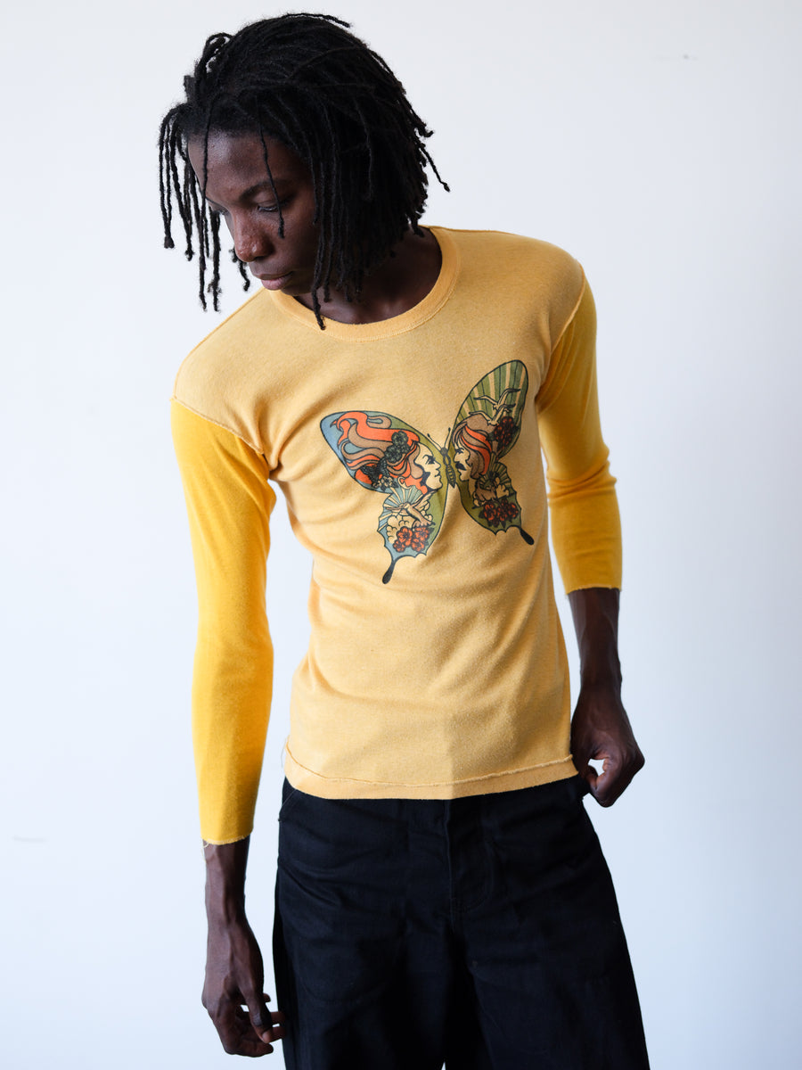 1970s Butterfly Trippy 3/4 Sleeve Tee