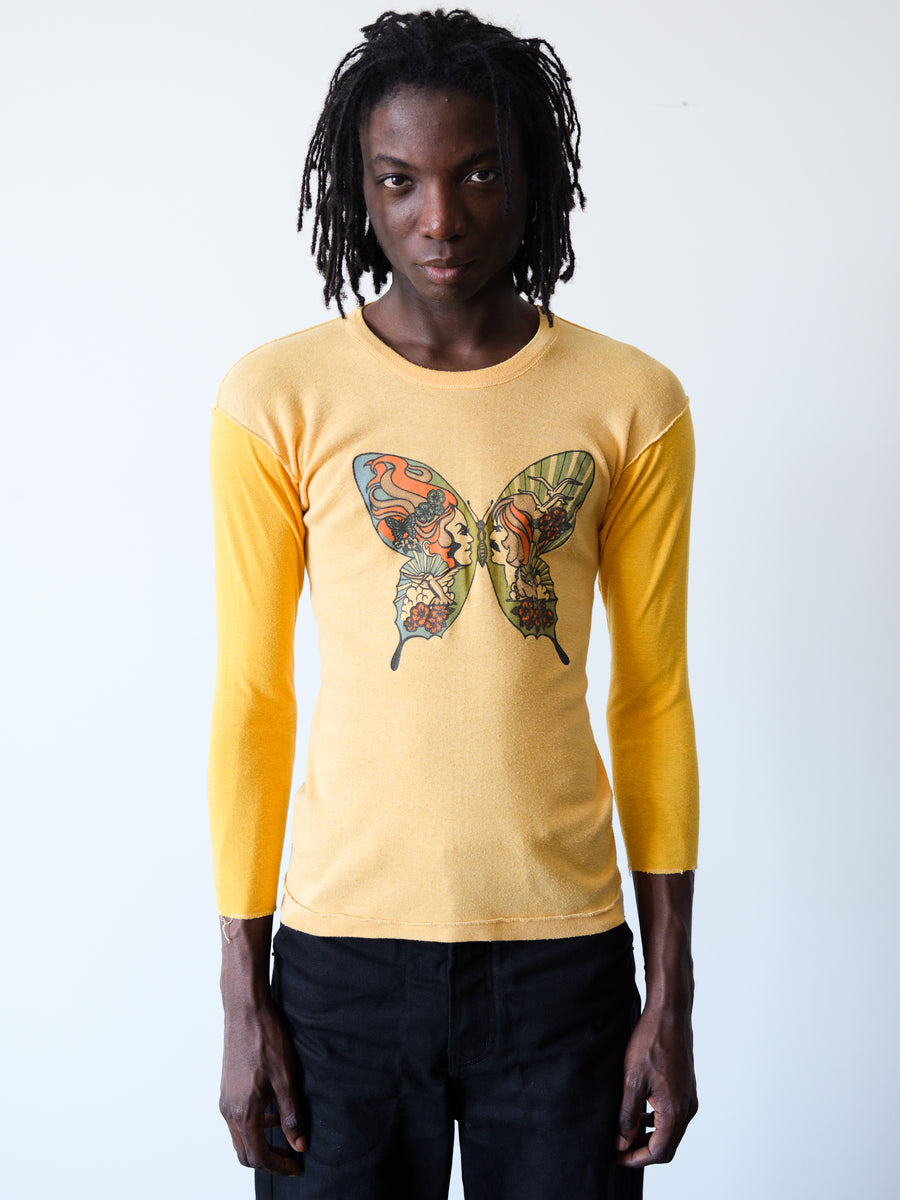 1970s Butterfly Trippy 3/4 Sleeve Tee