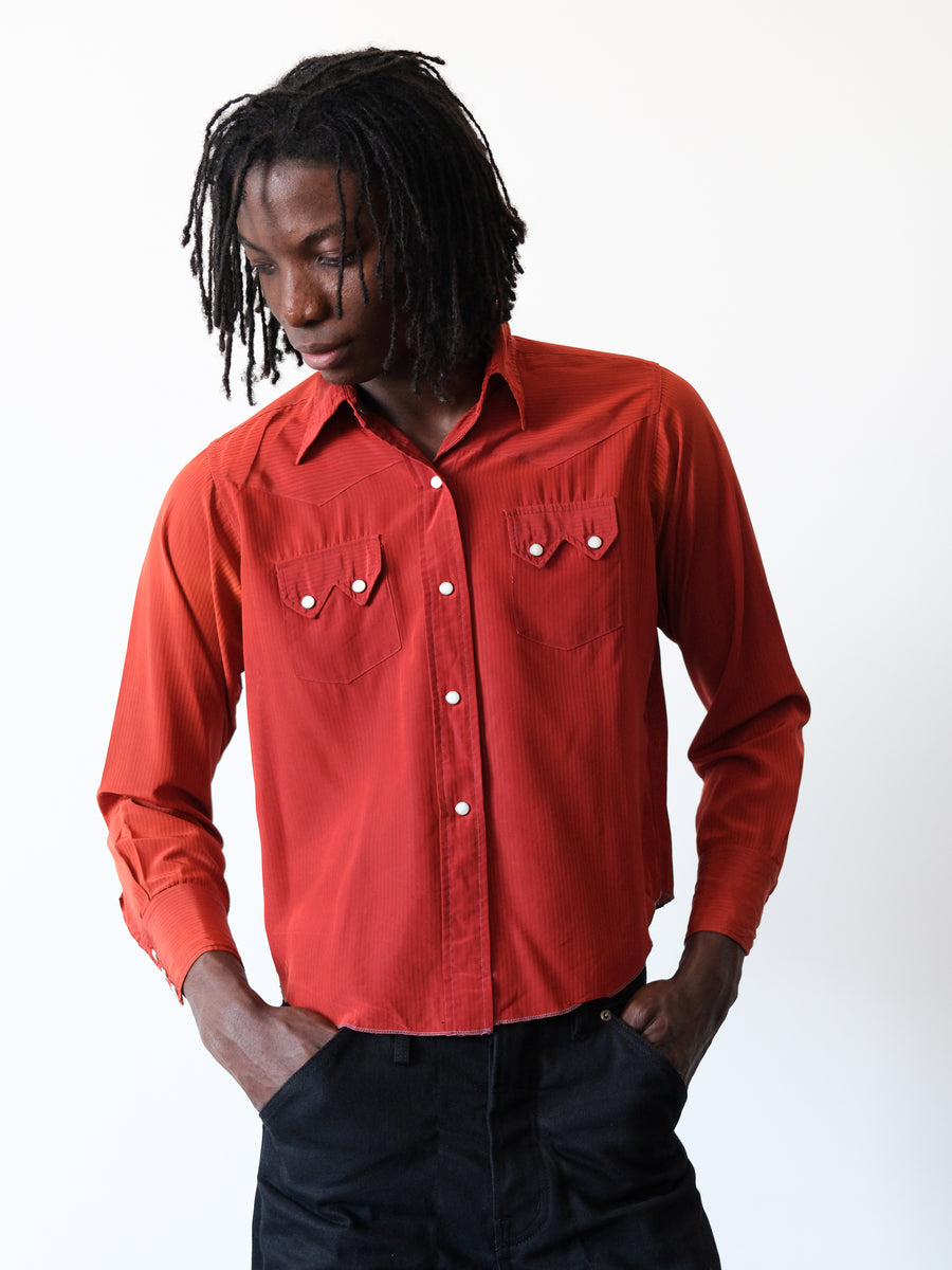 1970s H Bar C Burnt Orange Pearl Snap Western Shirt