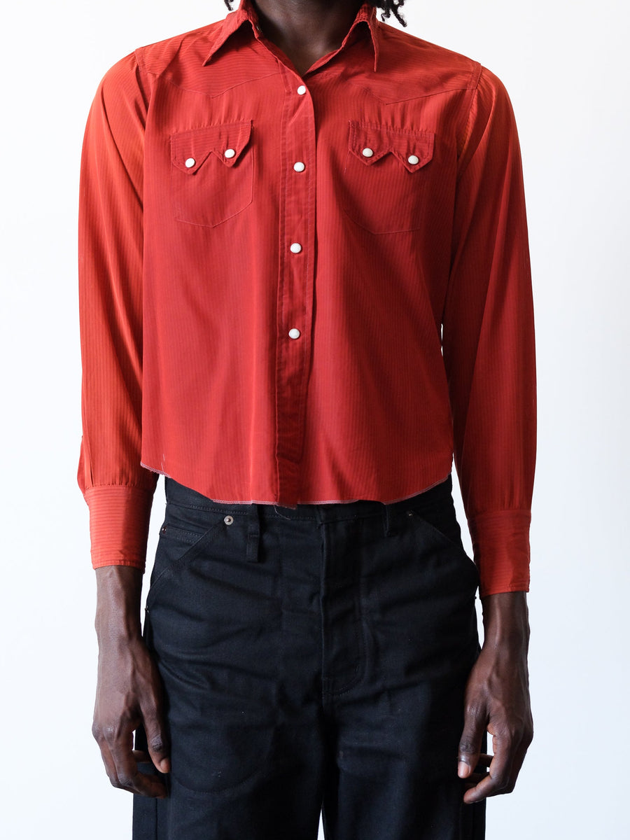 1970s H Bar C Burnt Orange Pearl Snap Western Shirt