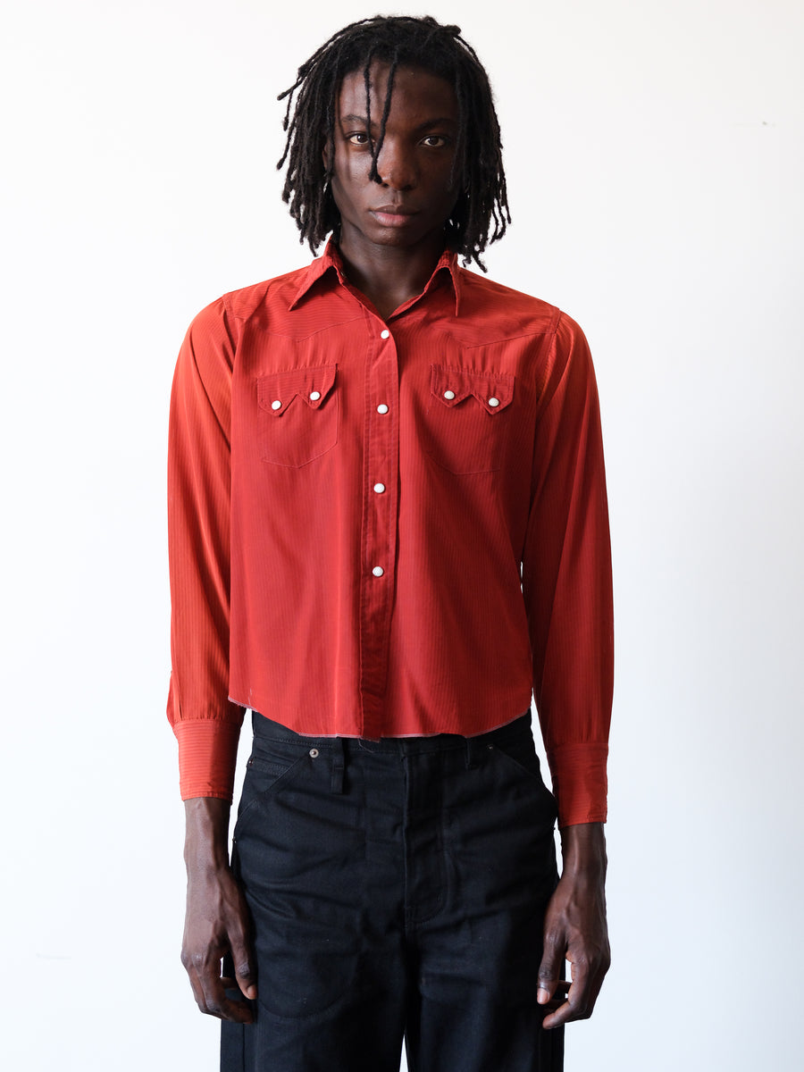 1970s H Bar C Burnt Orange Pearl Snap Western Shirt