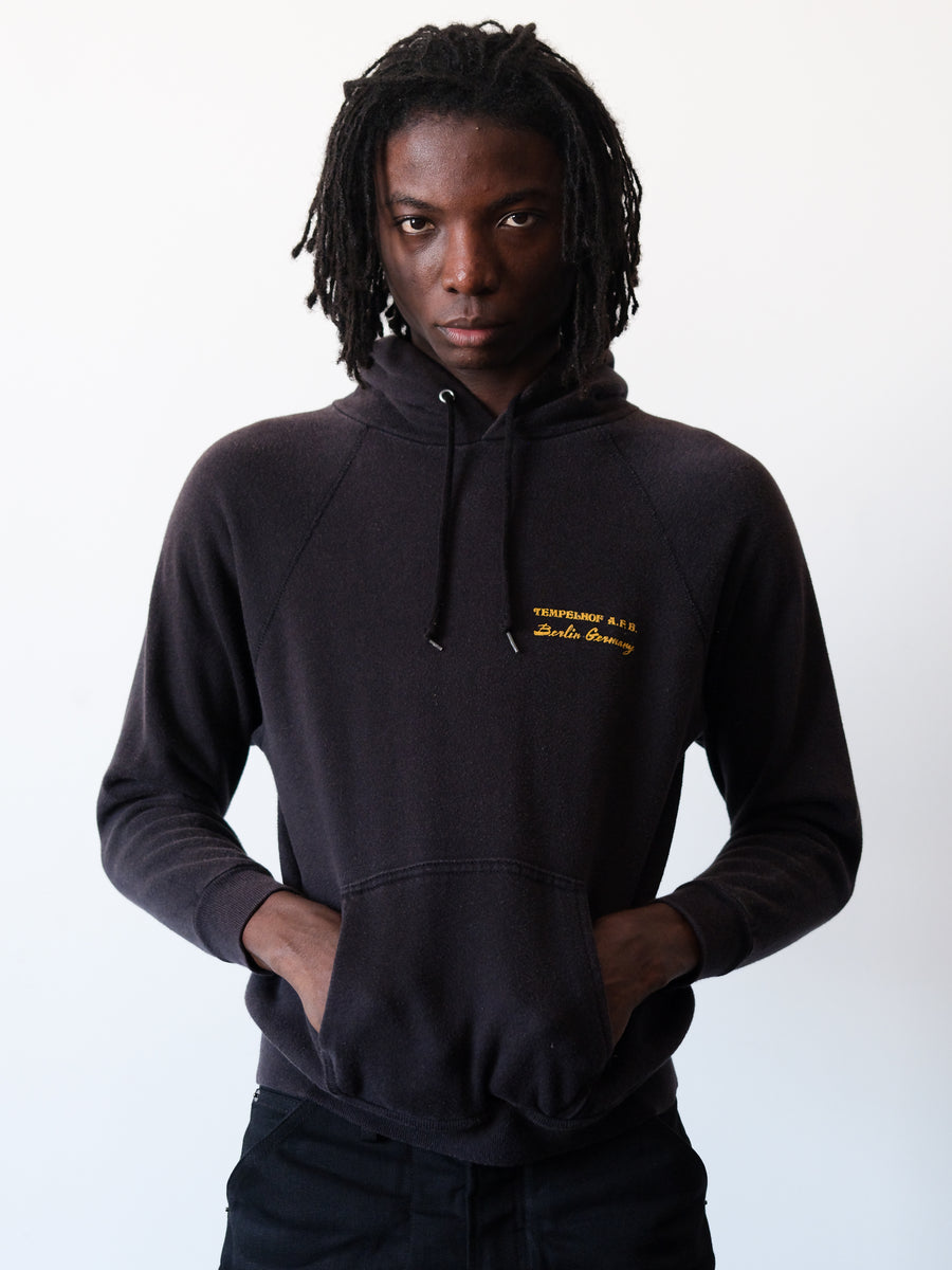 1980s Faded Black Raglan Hoodie