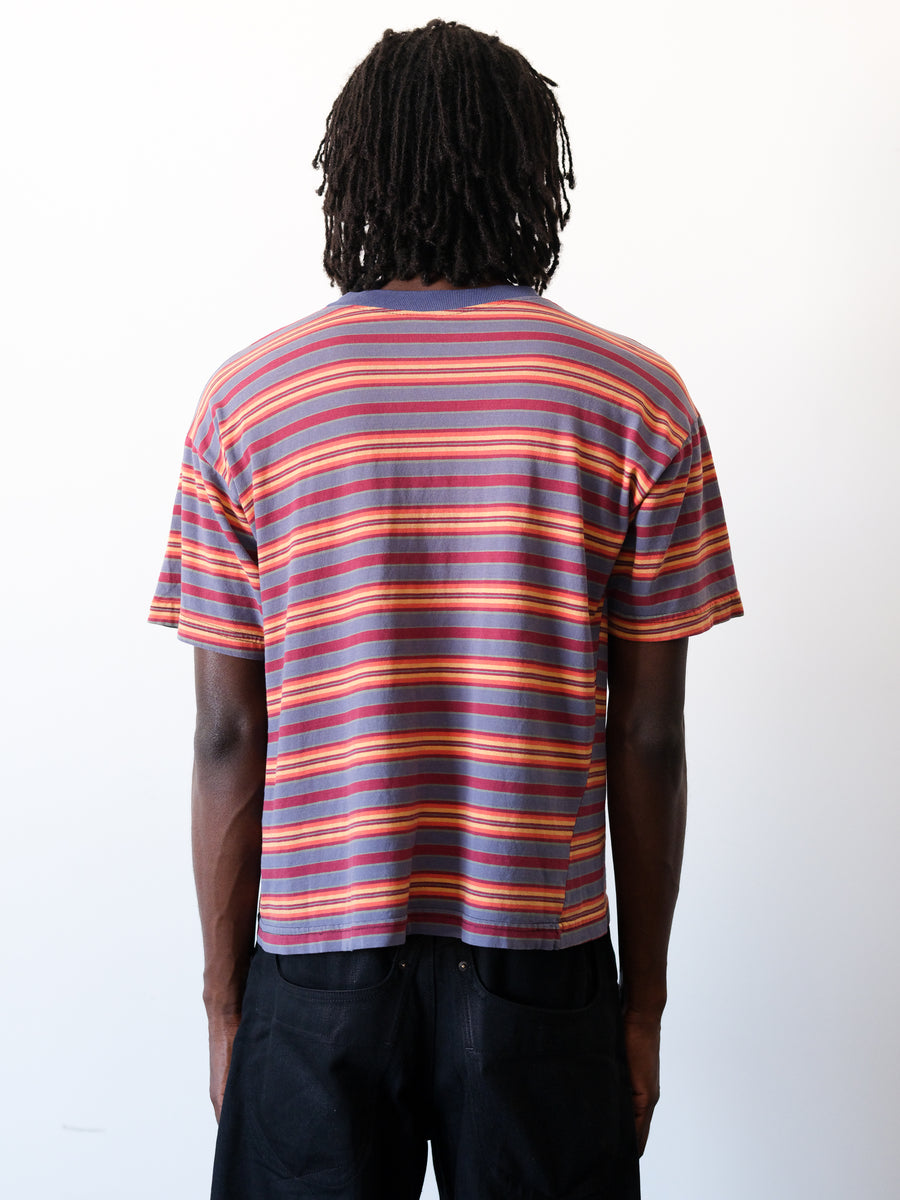 1990s Colorfully Striped Boxy Surf Tee
