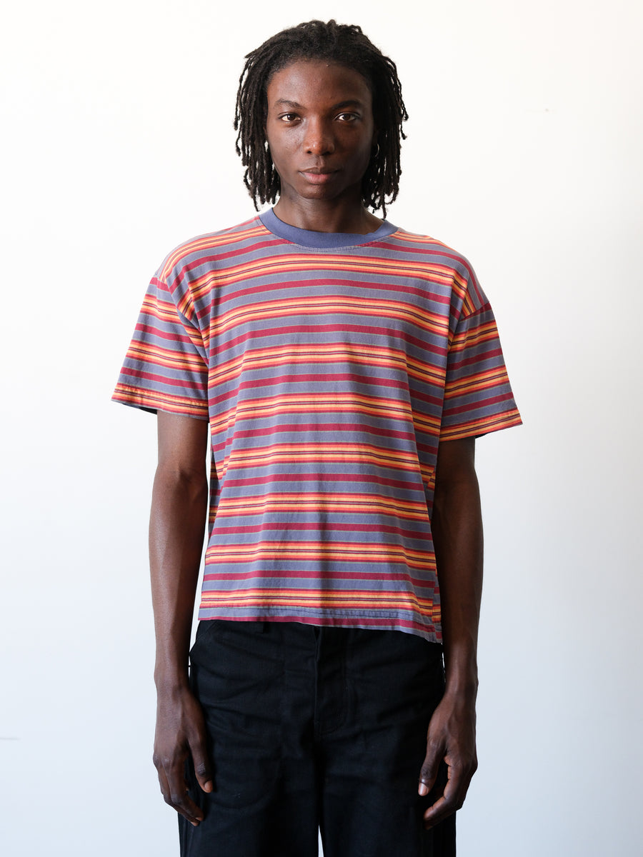 1990s Colorfully Striped Boxy Surf Tee