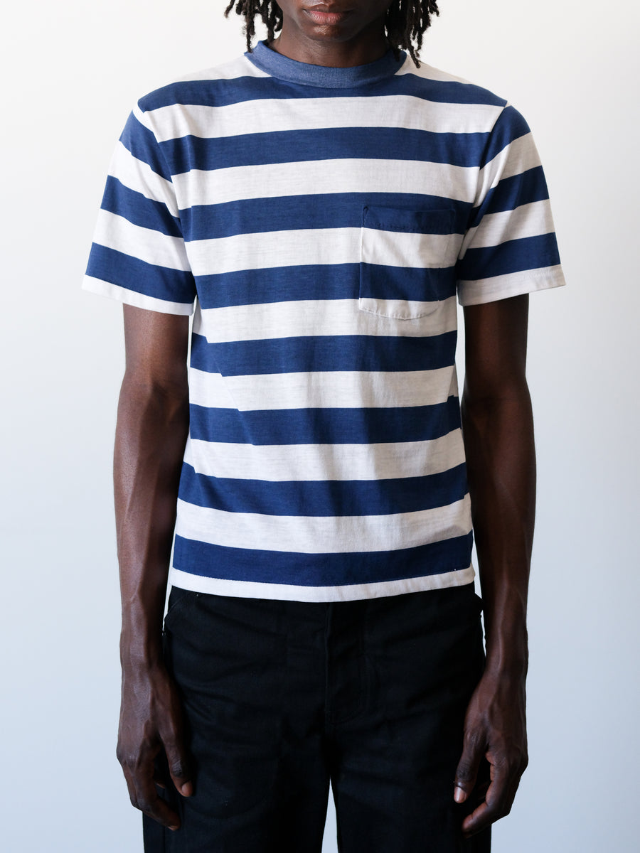 1970-80s Blue Striped Nautical Pocket Tee