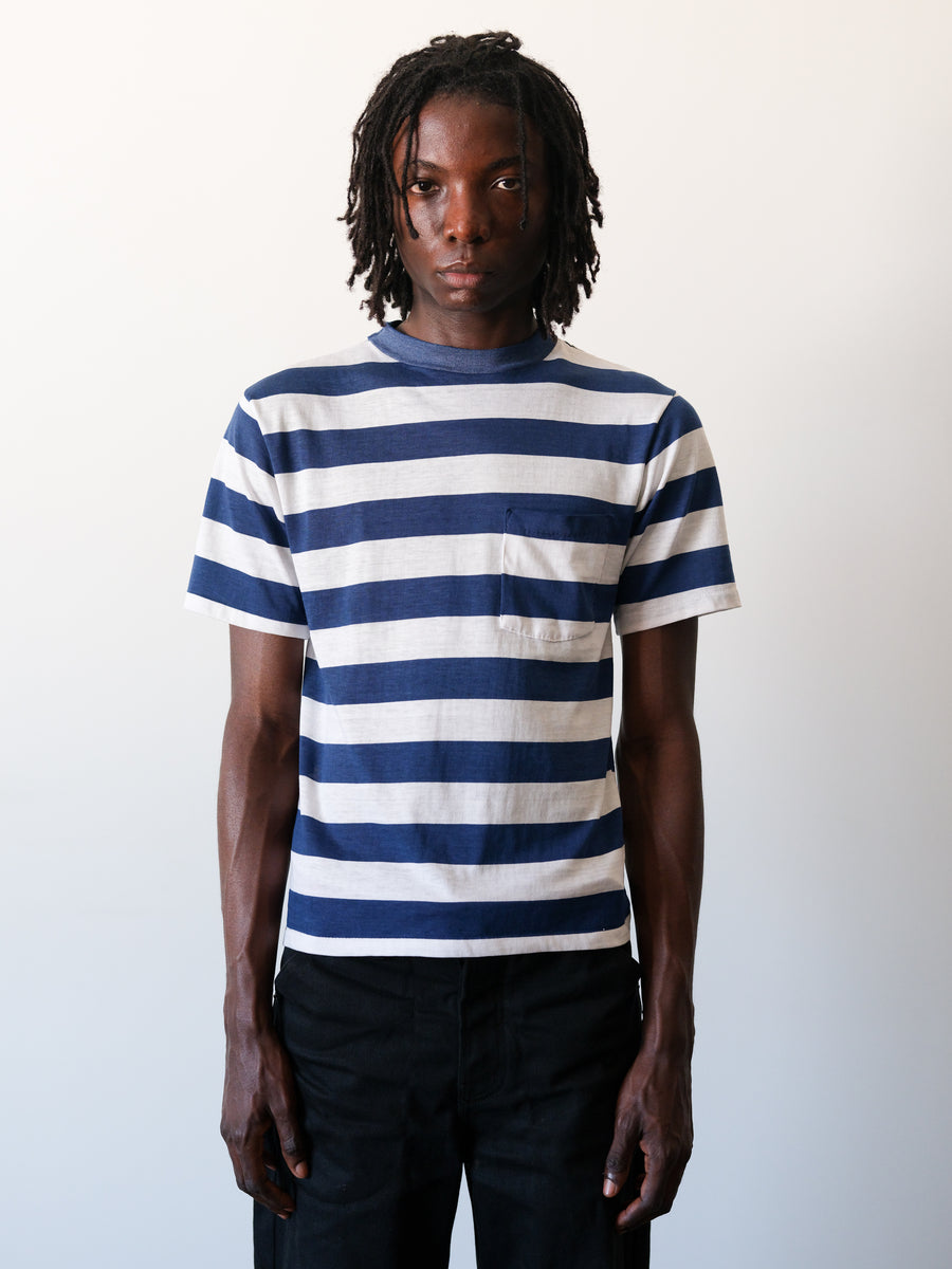 1970-80s Blue Striped Nautical Pocket Tee