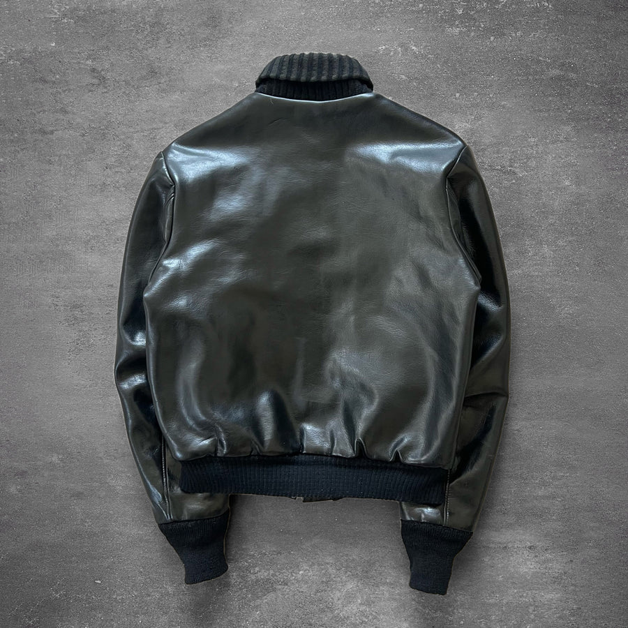 1960s Patent Leather Shawl Collar Bomber Jacket